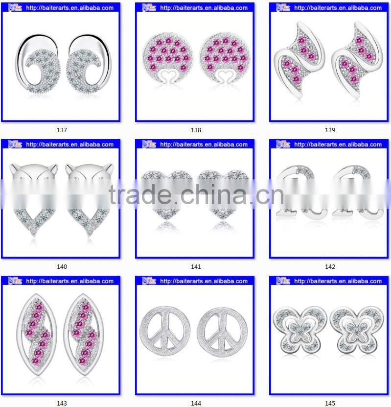 Alibaba jewelry alloy blue crystal single stone earring designs