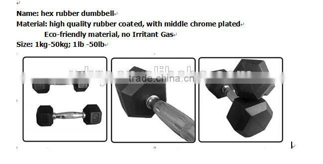 2015 NEW High quality Hexagonal rubber dumbbell Black Rubber Coated Hex Dumbbells