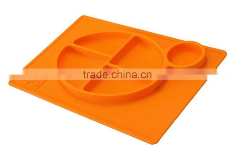Multi-Functional BPA Free Custom Smile Design Silicone Placemat Plates for Babies and kids