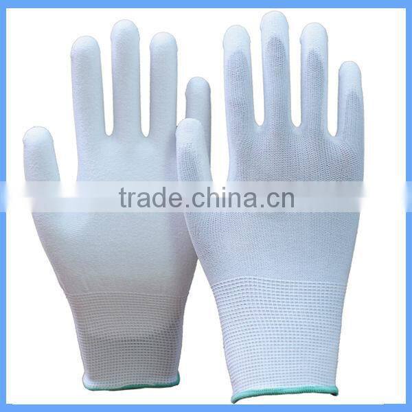 Best-selling 15 Gauge Knitted PU Palm Coated Polyester Hand Gloves
