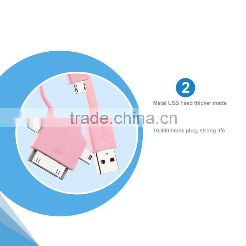 Manufacturer 3 in 1 USB charger cable data USB cable For Android/ Iphone/ Mirco