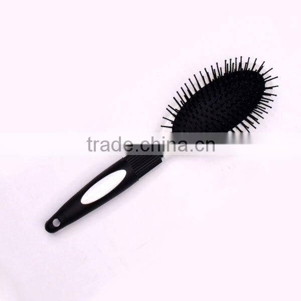 Plastic cushion hair brush with steel pins