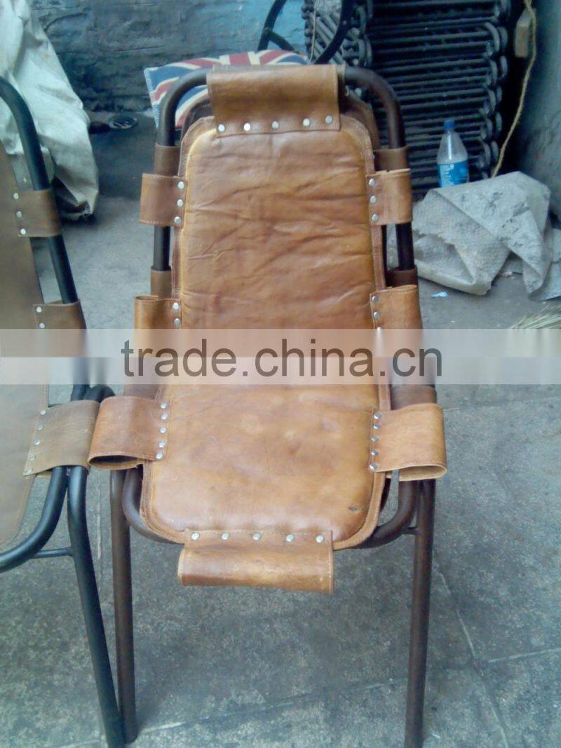 INDUSTRIAL LEATHER METAL FRAME CHAIR , HURRY LEATHER DINING CHAIR