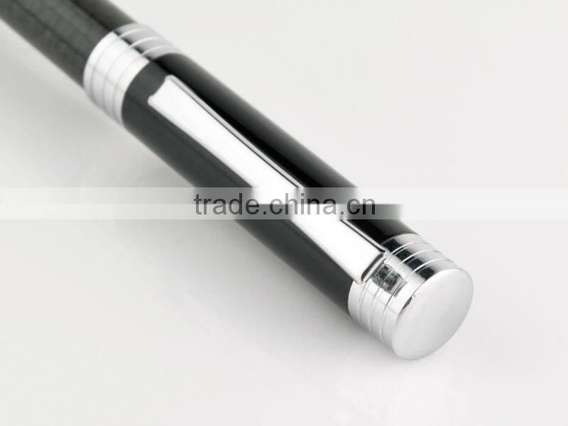 metal cecrable etching carbon fiber ball pen with spring inside TC-CF005