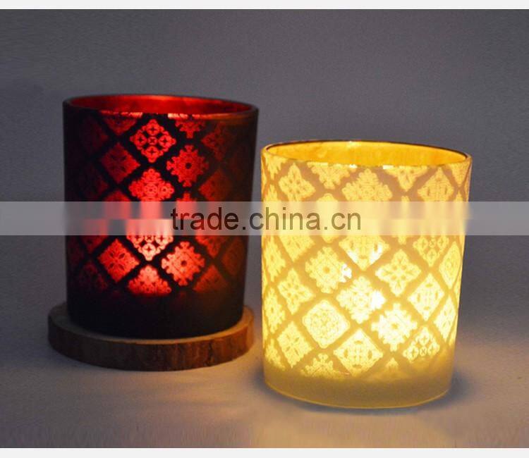 Wedding decorative electro plating black glass candle jar