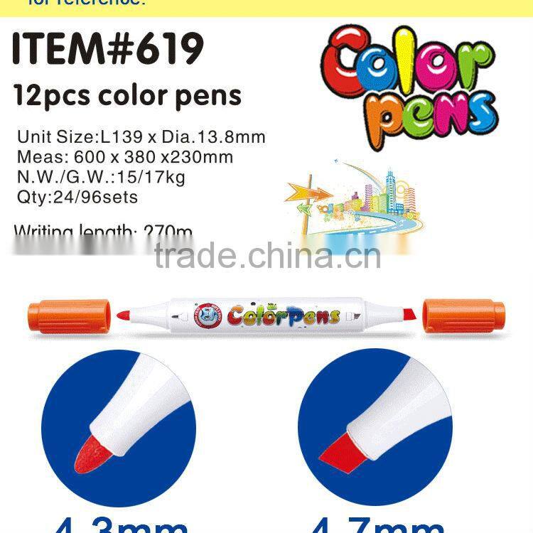 Double sides water based color marker item # 619