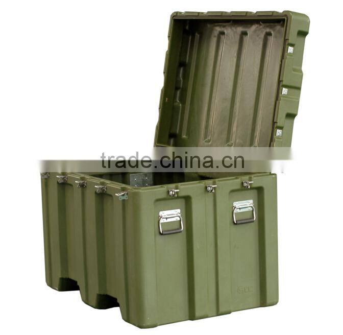 467L big rotomoulded plastic military carrying case, with stainless steel handles