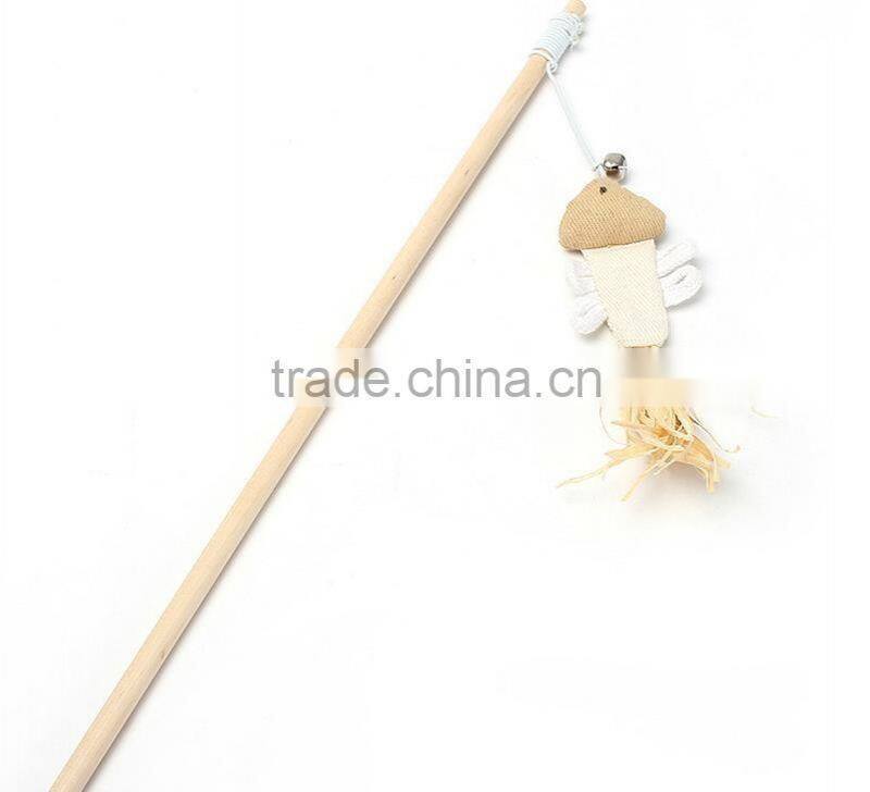 wooden cat teaser stick toy