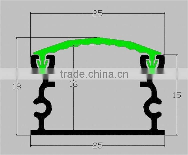 25x18mm Surface Mounted Aluminum LED profile For Glass Shelf Light