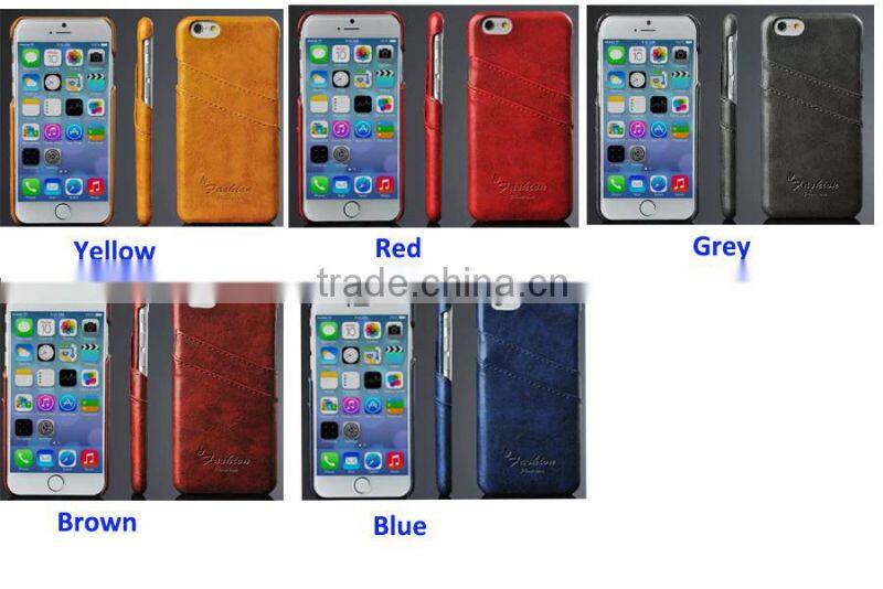 Card Holder Genuine Wax Matt Leather Back Cover For Samsung Galaxy S6