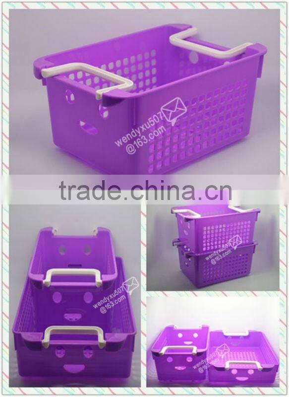 Plastic storage basket/basket/Handle basket/Smiling face baskets/Sundries Basket/oblong basket/small basket/Shopping Basket
