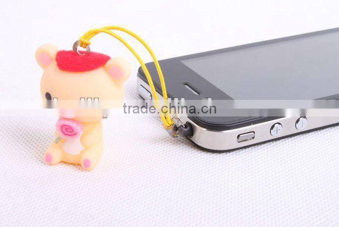 original eco-friendly Custom Cartoon 3D Animals silicone cell phone accessories straps factory