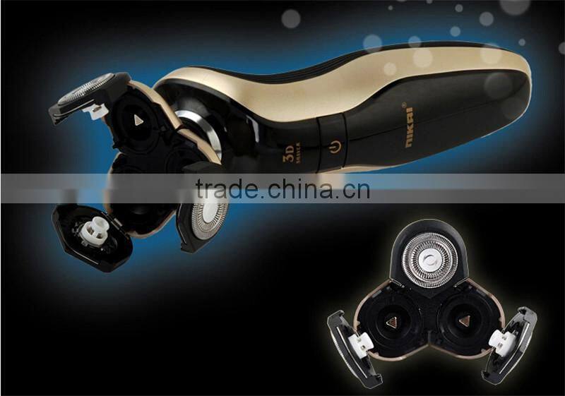 NIKAI 3 in 1 three head electric rechargeable mens shaver with nose trimmer