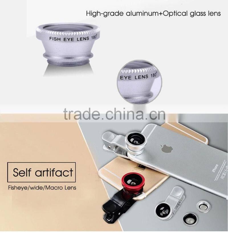 3 in1 Smartphone Lens Kit Cellphone Lens Macro Wide Angel Fisheye Lens for samsung galaxy s6 iphone 6