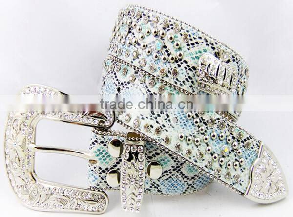 Wholesale western ladies leather turquoise concho rhinestone belt