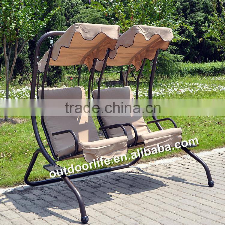 Outdoor double swing chair, rattan hanging swing chair