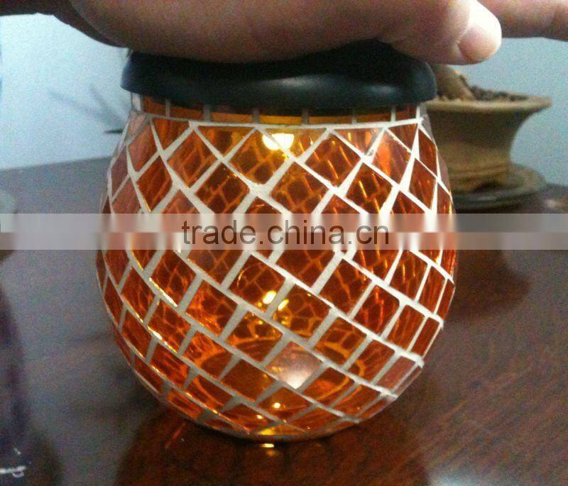 glass mosaic solar lampshade with lid