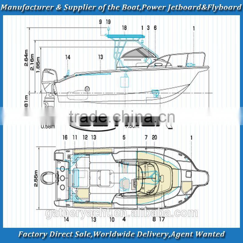 Gather 25ft fishing boat,fiberglass fishing boat,fiberglass boats for fishing