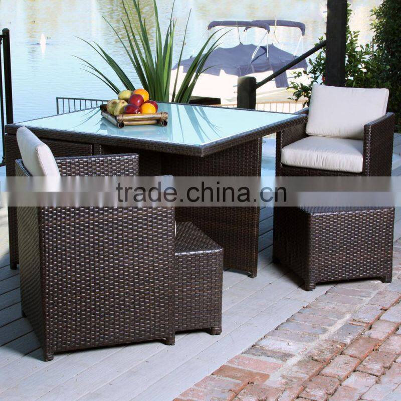 Synthetic Rattan Cube Dining Set Garden Furniture - Poly Rattan Dining room Furniture