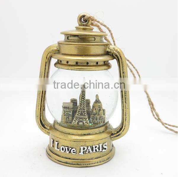 Golden color led creative home decor snow globe with blowing snow