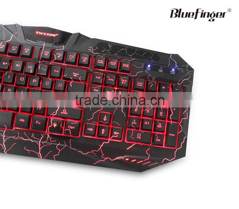 High Quality USB Wired gamer keyboard in cool crack backlit