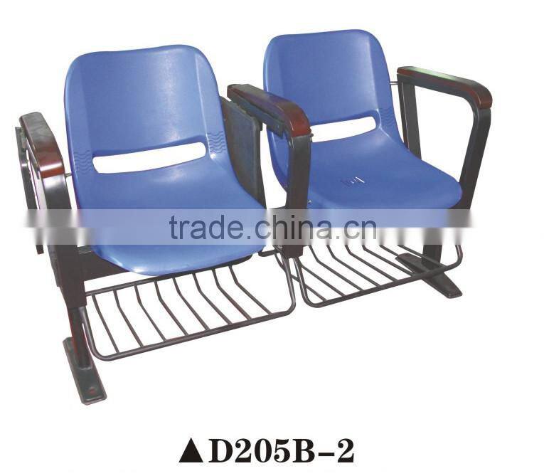 3-seater lobby waiting chair with oak armrest for sale D205B-2
