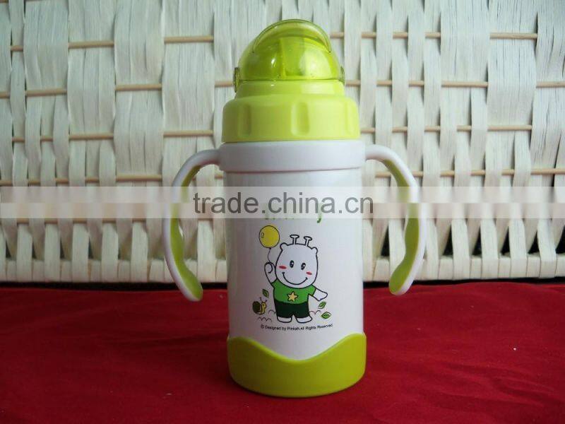 hard Plastic Stainless Steel Children vacuum cups with straw