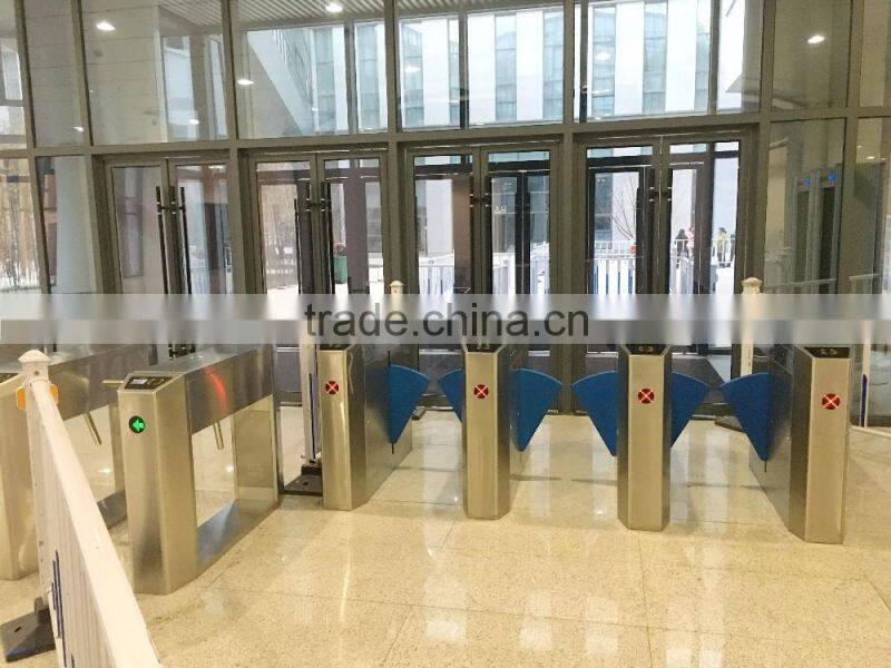 rfid card or fingerprint time attendance flap turnstile gate with access control system