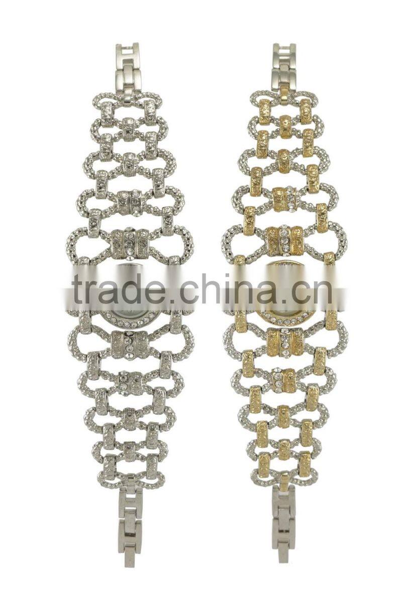 New model unique fashion ladies dress wide band alloy quartz with japan quartz watch