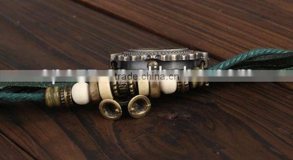 World Fashion Ladies Vintage Cow Leather Bracelet Watches For Girls