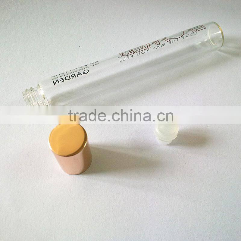 China glass packing factory offer 5ml,10ml,15ml tubular glass vial for perfum and essential oil bottle with roller ball
