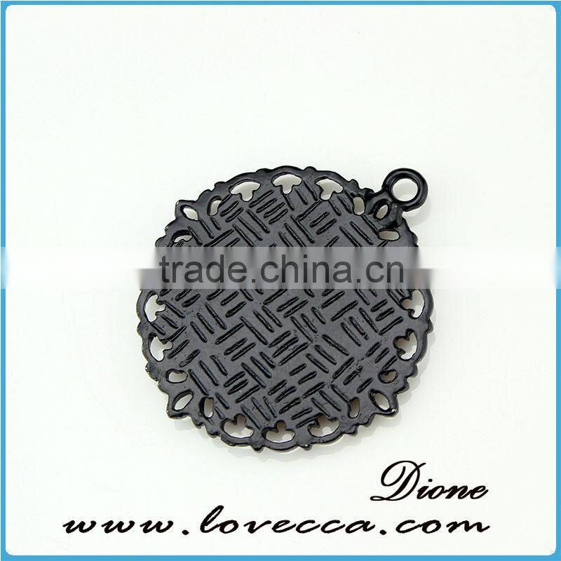 round 25mm antique black color glass cabochon pendant bezel