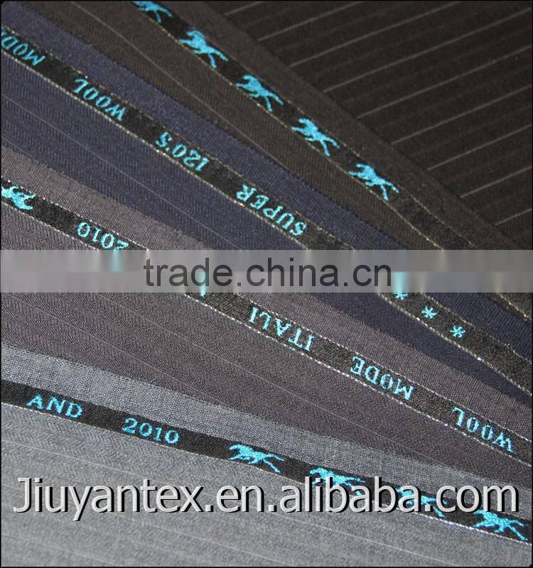 Super wool mode trw twill stripe Italy worsted quality men suiting soft textile fabric with customized English selvedge
