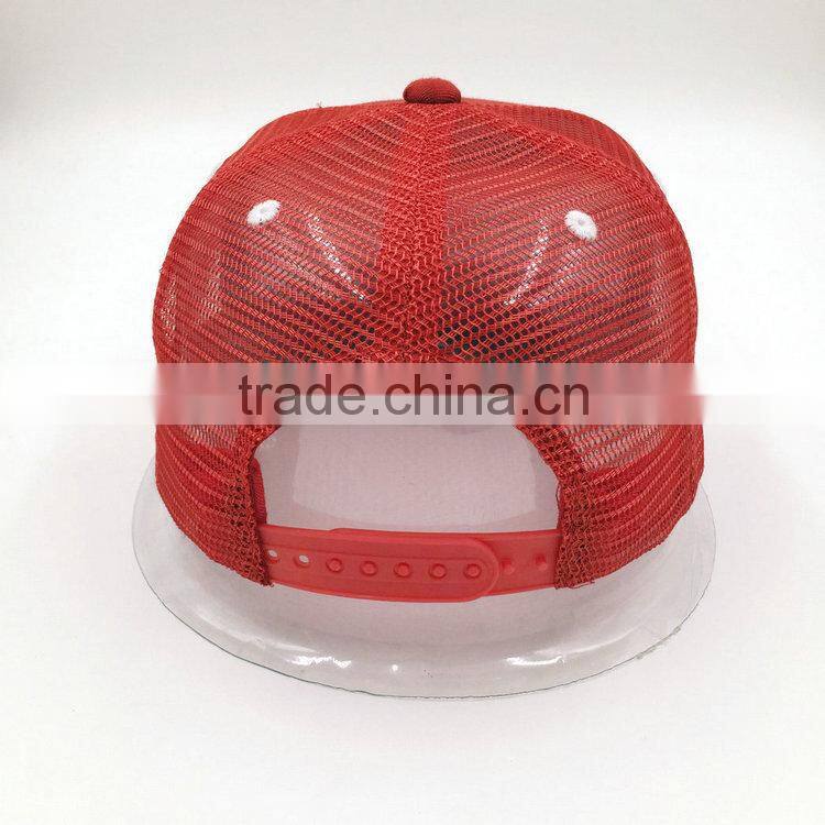 High quality popular embroidery flat brim trucker cap