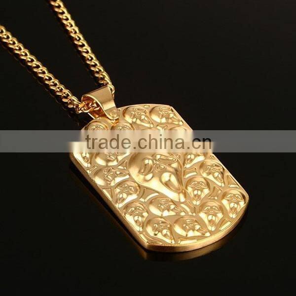 Men's Jewelry Gold Plating Skulls Pendant Necklace 2016 Punk