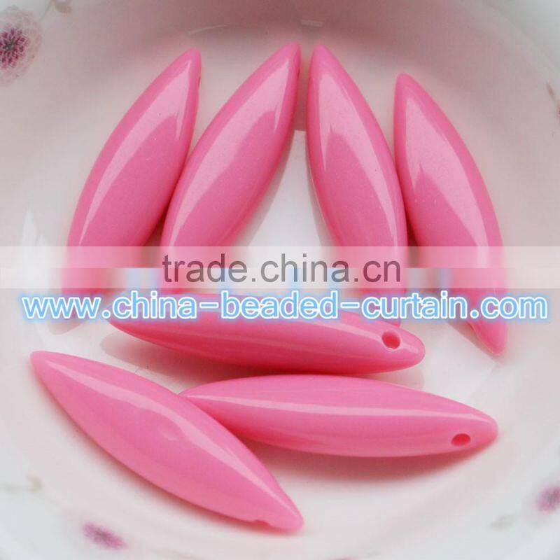 Popular 6*8*22MM Solid Colour Acrylic Horse Eye Beads Leaves Shaped Spacer Beads Necklace Design