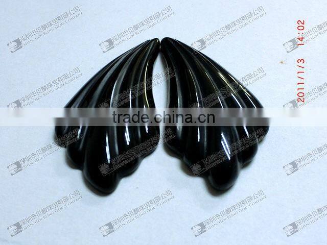 Best price gemstone black onyx carved wing shaped for earrings