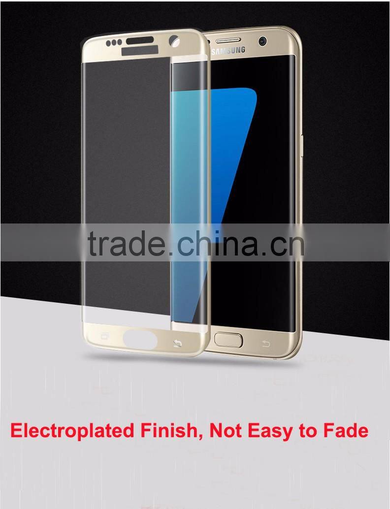 Hot !!!!! Full Coverage Golden Anti-shock Tempered Glass Screen Protector for Samsung S7 Edge