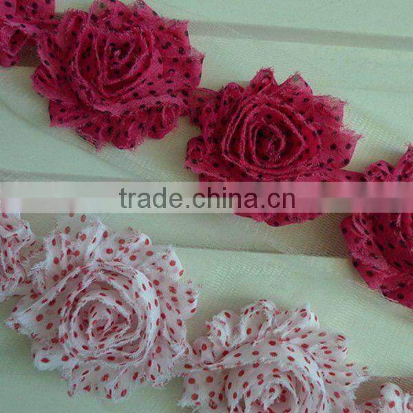 Shabby Shiny Glitter 2.5inch Chiffon Flower Trims