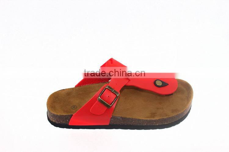 2015 red cork outsole wear-resisting lady flip flop sandal shoes