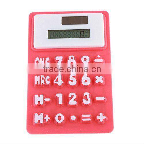 office&business promotional gifts silica gel 8 Digits waterproof Solar flexible Silicone soft rubber calculator