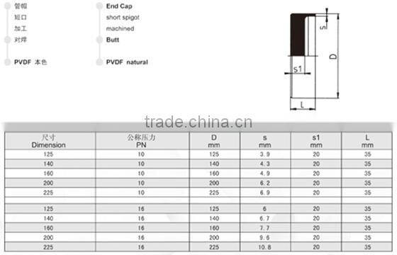 PVDF Butt End Cap Short Spigot