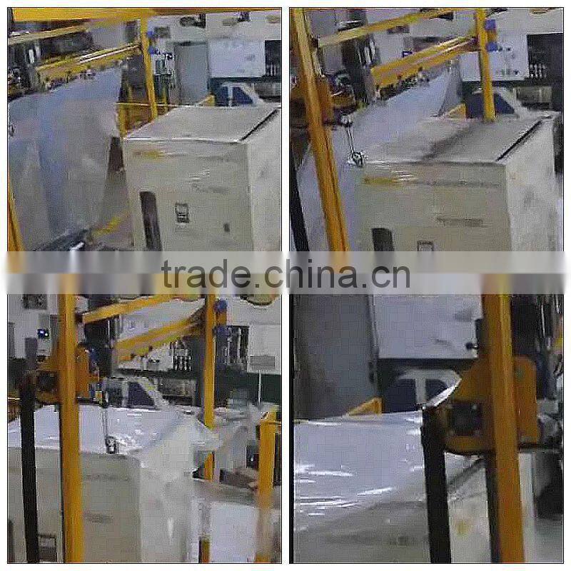 Rotary automatic stretch film wrapping machine for packing line , wrapping and supply top film fully automatic