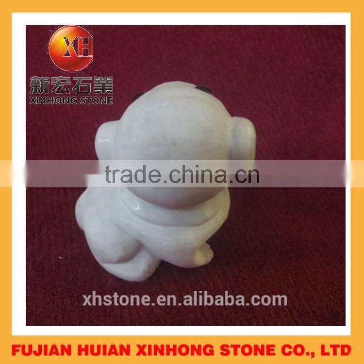 Lovely white marble dog stone craft table decoration