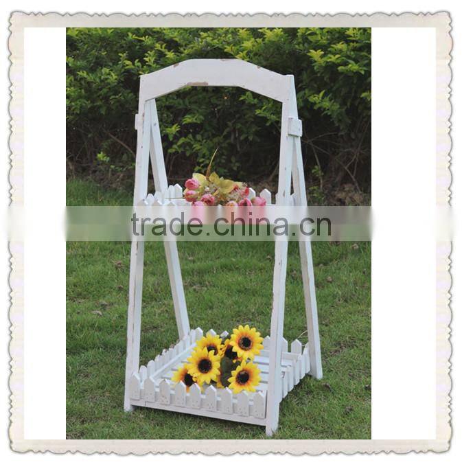 newest vintage green wood flower stand