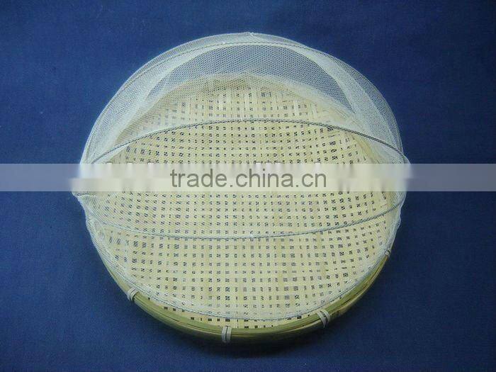 Natural bamboo food tray with nylon net