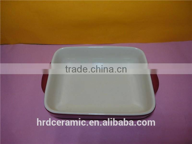 stock ceramic Microwave safe porcelain square ovenware with handle