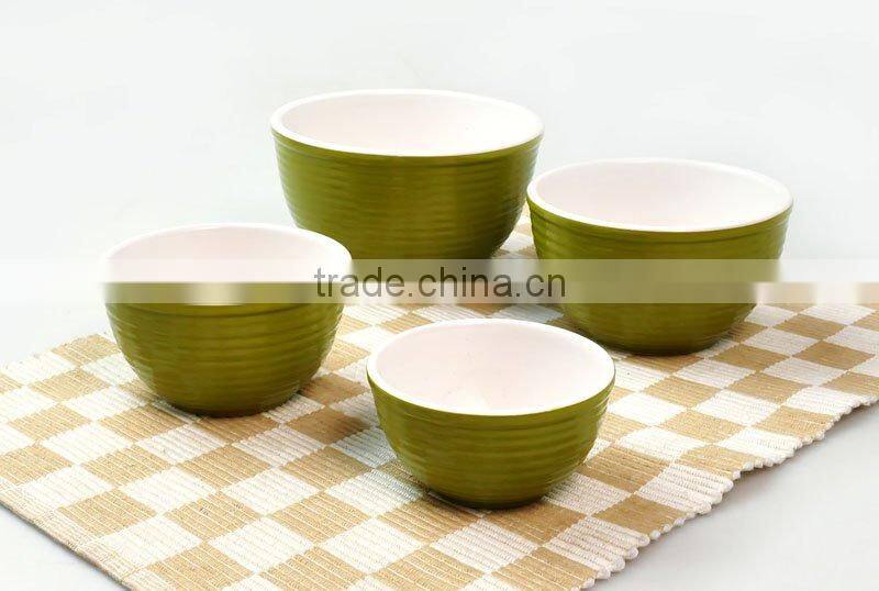 4Pcs Stoneware Mixing Bowl with Solid Color