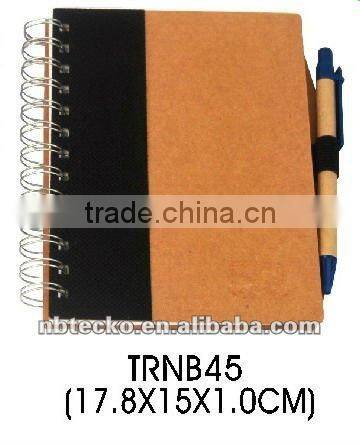 Recycled spiral paper notepad with recycled pen