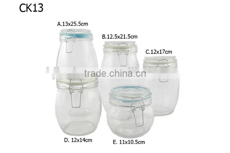 glass airtight tea tins with clamp lid CK13